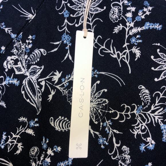 Caslon Blue Linen Blend Wide Leg Crop Pants - Size Medium - Picture 11 of 11